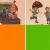 Lotte kohvris/Bruno vihmavarju ja lõõtsaga/oranž/roheline
